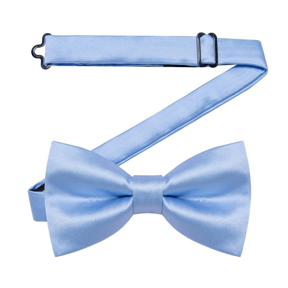 4194 Blue Bow Ties Bowties Pretied Baby Blue Solid Color Satin Bow Tie